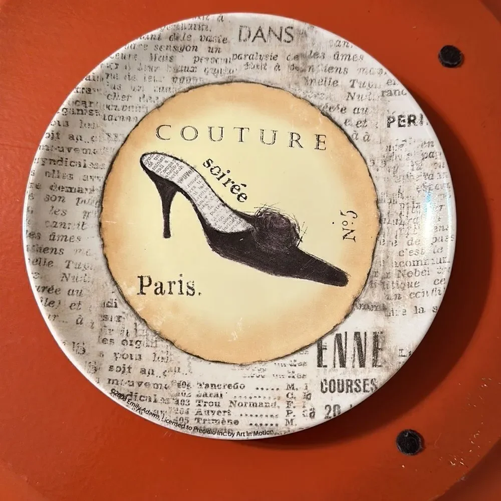 Precioso Set of 4 Paris No 5 Soirée Couture Mini Petite Dessert Stiletto Plates